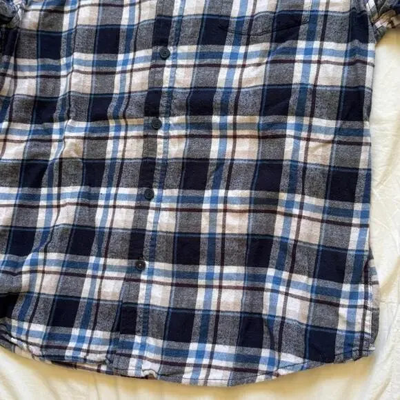 weatherproof vintage blue white plaid flannel shirt collared long sleeve cotton - Picture 8 of 8